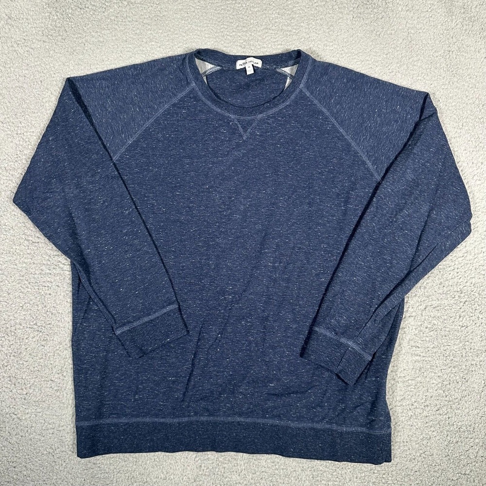 Peter Millar‎ Sweater Mens XL Blue Jaspe Cotton Modal Crewneck Pullover Casual